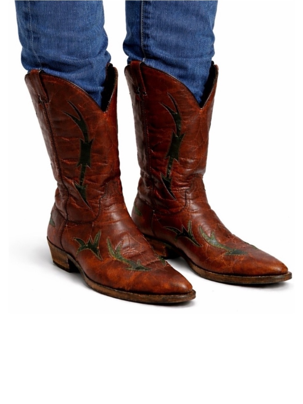 Size 9 Code West Men’s Vintage Brown Leather Cowboy Western Boots